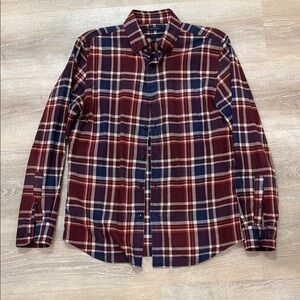 Banana Republic Luxe Flannel Men's Red Plaid Button-Down Shirt Size Medium